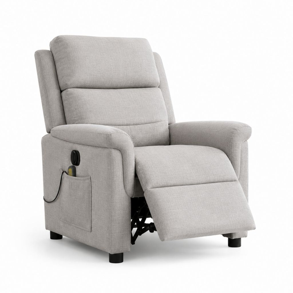 Poltrona reclinabile elettrica grigio chiaro in poliestere 85 x 92 x 105 cm