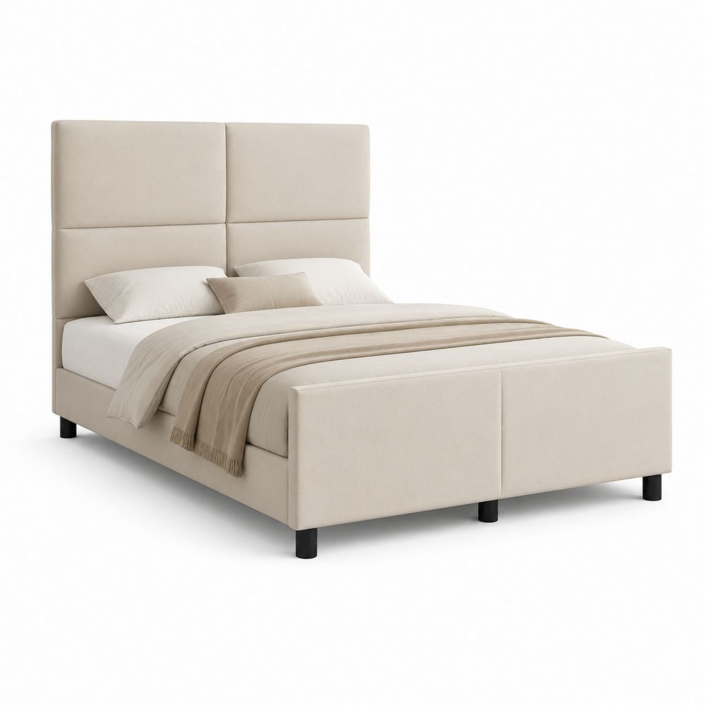 Letto matrimoniale imbottito beige in poliestere rettangolare 160 x 200 cm