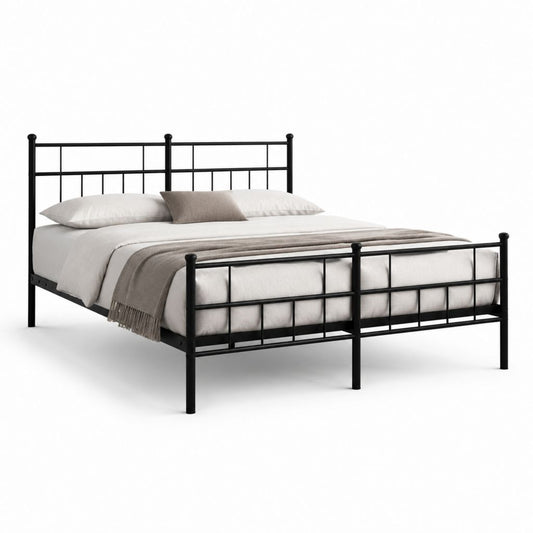 Letto matrimoniale con struttura in acciaio nero rettangolare 160 x 200 cm