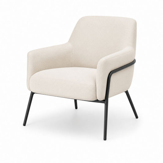 Poltrona da soggiorno beige in poliestere con struttura in acciaio 68 x 75 x 82 cm