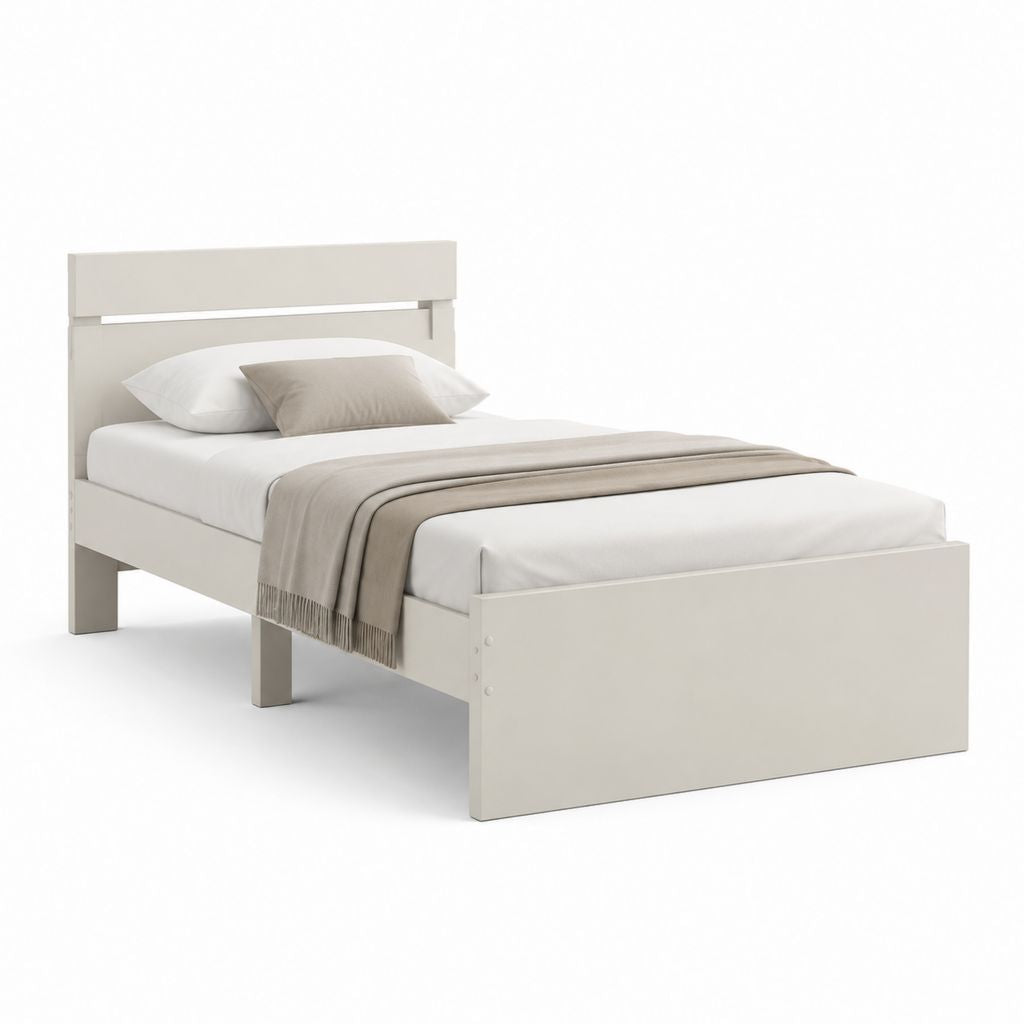 Letto singolo con struttura bianco in pannello truciolare 90 x 200 cm