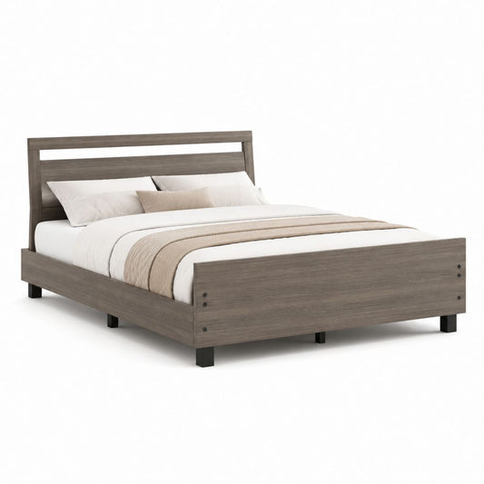 Letto matrimoniale con struttura grigio rovere in pannelli truciolari 160 x 200 cm